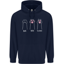 Cat Rock Paper Scissors Funny Mens 80% Cotton Hoodie Navy Blue