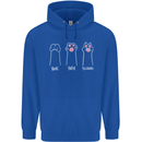 Cat Rock Paper Scissors Funny Mens 80% Cotton Hoodie Royal Blue