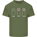 Cat Rock Paper Scissors Funny Mens Cotton T-Shirt Tee Top Military Green
