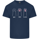 Cat Rock Paper Scissors Funny Mens Cotton T-Shirt Tee Top Navy Blue