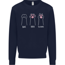 Cat Rock Paper Scissors Funny Mens Sweatshirt Jumper Navy Blue
