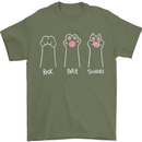 Cat Rock Paper Scissors Funny Mens T-Shirt 100% Cotton Military Green