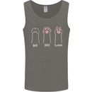 Cat Rock Paper Scissors Funny Mens Vest Tank Top Charcoal