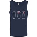 Cat Rock Paper Scissors Funny Mens Vest Tank Top Navy Blue