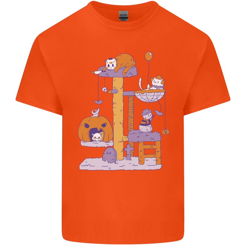 Cat Villians Funny Halloween Horror Kids T-Shirt Childrens Orange