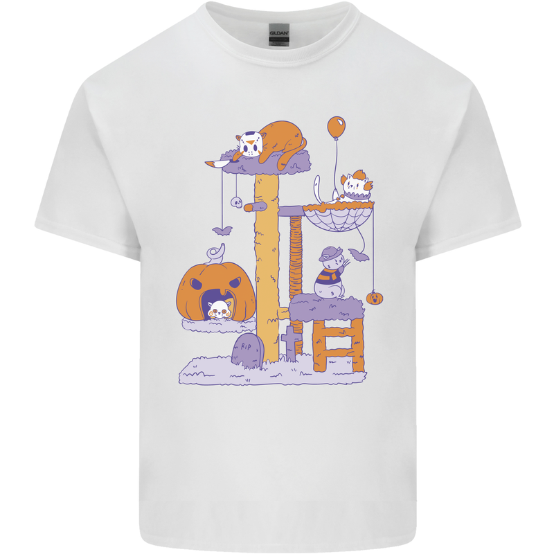 Cat Villians Funny Halloween Horror Kids T-Shirt Childrens White