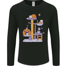Cat Villians Funny Halloween Horror Mens Long Sleeve T-Shirt Black