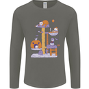 Cat Villians Funny Halloween Horror Mens Long Sleeve T-Shirt Charcoal