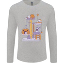 Cat Villians Funny Halloween Horror Mens Long Sleeve T-Shirt Sports Grey