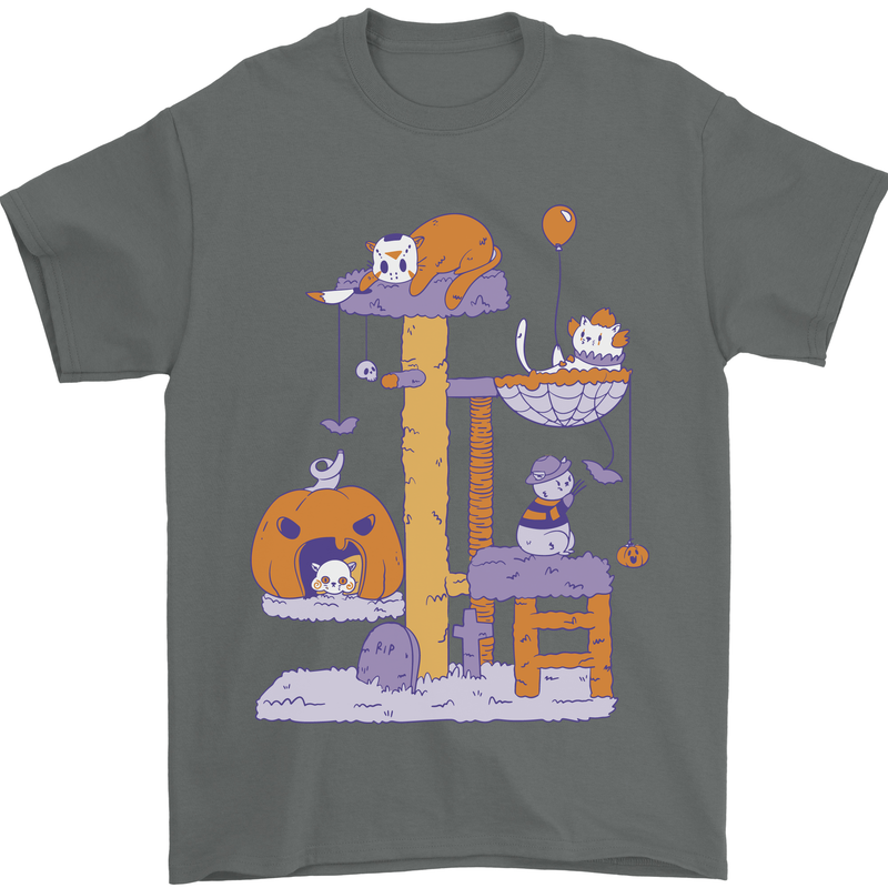 Cat Villians Funny Halloween Horror Mens T-Shirt 100% Cotton Charcoal