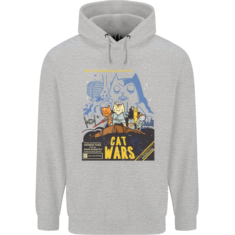 Cat Wars Funny Sci-Fi Childrens Kids Hoodie Sports Grey