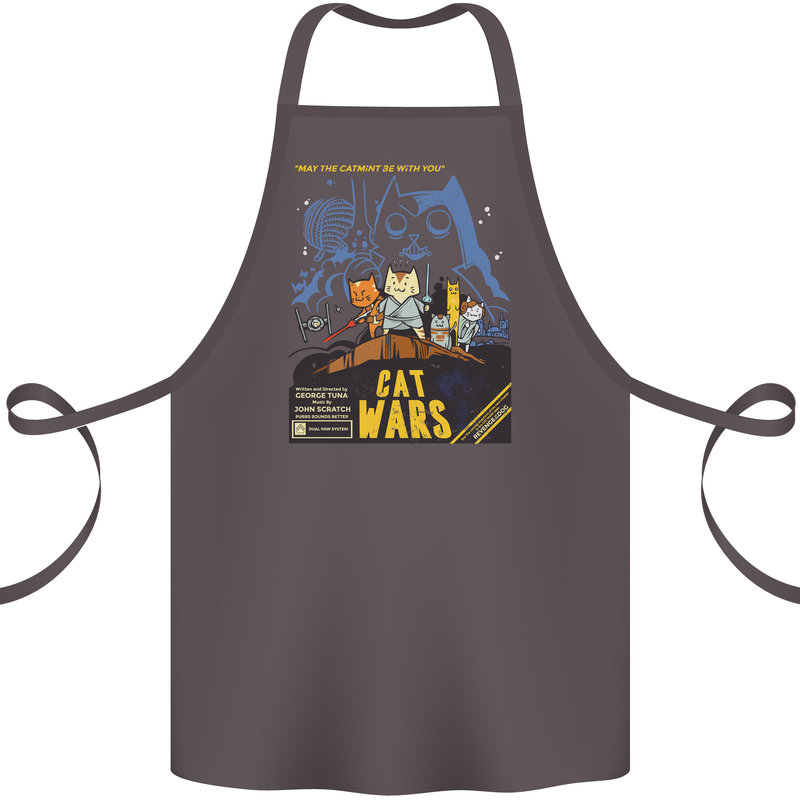 Cat Wars Funny Sci-Fi Cotton Apron 100% Organic Dark Grey