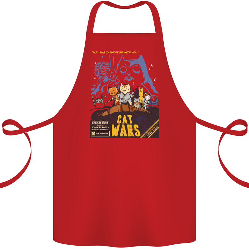 Cat Wars Funny Sci-Fi Cotton Apron 100% Organic Red