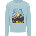 Cat Wars Funny Sci-Fi Kids Sweatshirt Jumper Light Blue