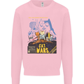 Cat Wars Funny Sci-Fi Kids Sweatshirt Jumper Light Pink