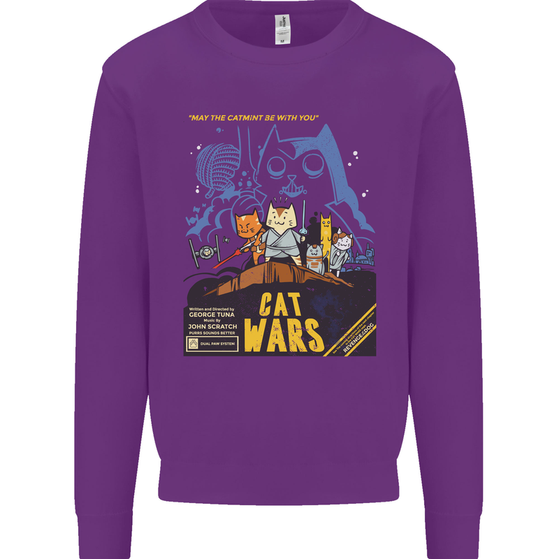 Cat Wars Funny Sci-Fi Kids Sweatshirt Jumper Purple
