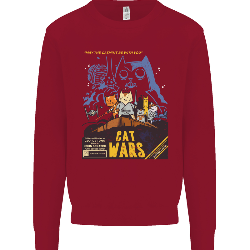 Cat Wars Funny Sci-Fi Kids Sweatshirt Jumper Red