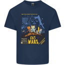 Cat Wars Funny Sci-Fi Kids T-Shirt Childrens Navy Blue