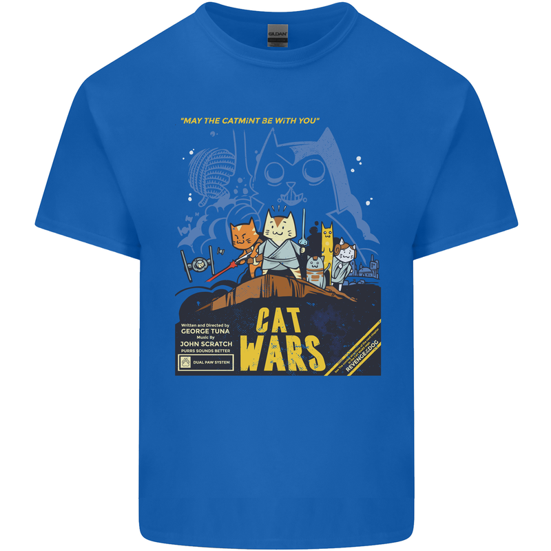 Cat Wars Funny Sci-Fi Kids T-Shirt Childrens Royal Blue