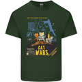 Cat Wars Funny Sci-Fi Mens Cotton T-Shirt Tee Top Forest Green