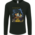 Cat Wars Funny Sci-Fi Mens Long Sleeve T-Shirt Black