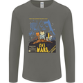 Cat Wars Funny Sci-Fi Mens Long Sleeve T-Shirt Charcoal