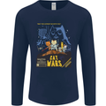 Cat Wars Funny Sci-Fi Mens Long Sleeve T-Shirt Navy Blue