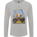 Cat Wars Funny Sci-Fi Mens Long Sleeve T-Shirt Sports Grey