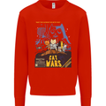 Cat Wars Funny Sci-Fi Mens Sweatshirt Jumper Bright Red