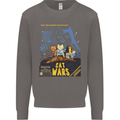 Cat Wars Funny Sci-Fi Mens Sweatshirt Jumper Charcoal