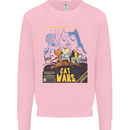 Cat Wars Funny Sci-Fi Mens Sweatshirt Jumper Light Pink
