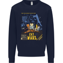 Cat Wars Funny Sci-Fi Mens Sweatshirt Jumper Navy Blue