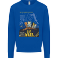 Cat Wars Funny Sci-Fi Mens Sweatshirt Jumper Royal Blue