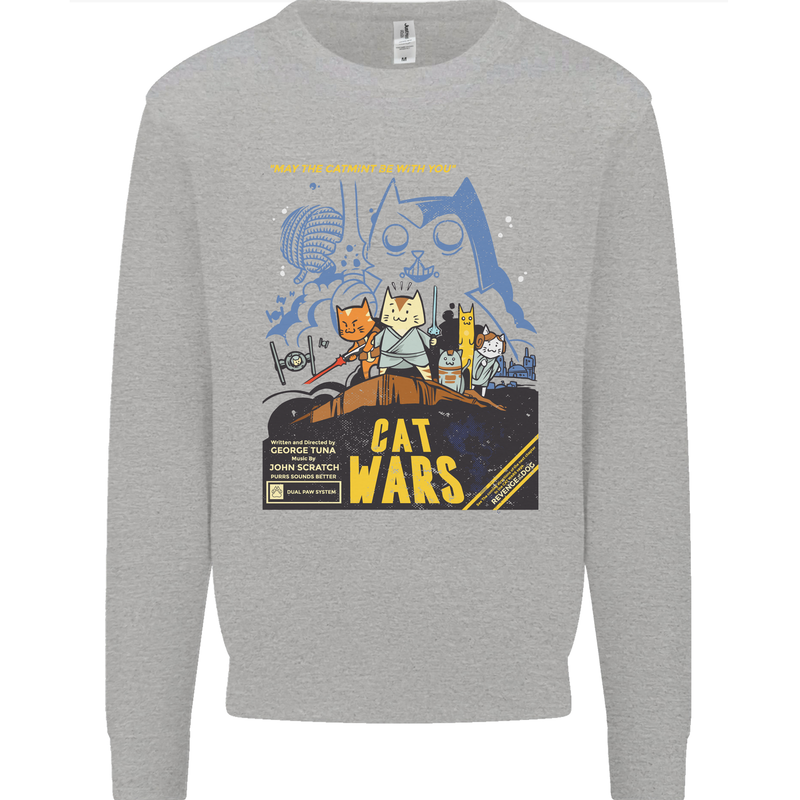 Cat Wars Funny Sci-Fi Mens Sweatshirt Jumper Sports Grey