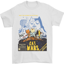 Cat Wars Funny Sci-Fi Mens T-Shirt 100% Cotton White