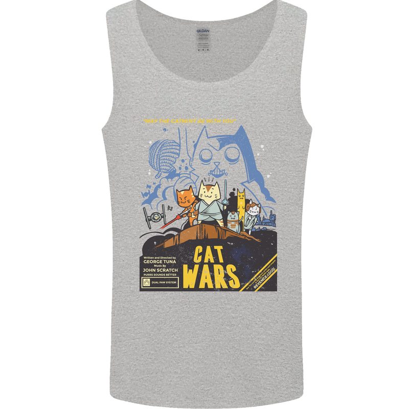 Cat Wars Funny Sci-Fi Mens Vest Tank Top Sports Grey