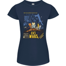 Cat Wars Funny Sci-Fi Womens Petite Cut T-Shirt Navy Blue