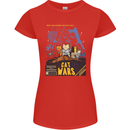 Cat Wars Funny Sci-Fi Womens Petite Cut T-Shirt Red