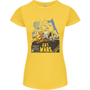 Cat Wars Funny Sci-Fi Womens Petite Cut T-Shirt Yellow