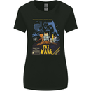Cat Wars Funny Sci-Fi Womens Wider Cut T-Shirt Black