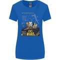 Cat Wars Funny Sci-Fi Womens Wider Cut T-Shirt Royal Blue