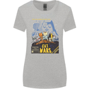 Cat Wars Funny Sci-Fi Womens Wider Cut T-Shirt Sports Grey
