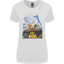 Cat Wars Funny Sci-Fi Womens Wider Cut T-Shirt White