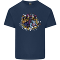 Cat & Dog Rock Band Music Guitar Drums Kids T-Shirt Childrens Navy Blue