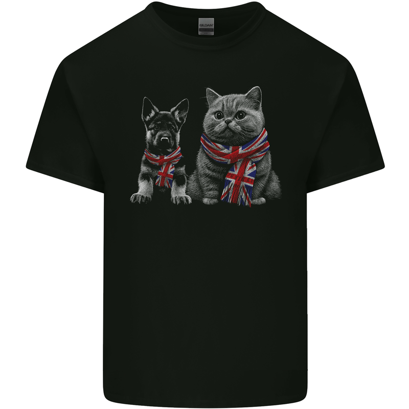 Cat & Dog Union Jack Scarf German Shepherd Kids T-Shirt Childrens Black