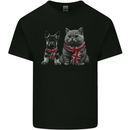 Cat & Dog Union Jack Scarf German Shepherd Mens Cotton T-Shirt Tee Top Black