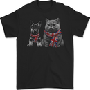 Cat & Dog Union Jack Scarf German Shepherd Mens Gildan Cotton T-Shirt Black