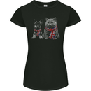 Cat & Dog Union Jack Scarf German Shepherd Womens Petite Cut T-Shirt Black
