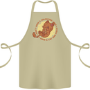 Cat & Pizza Anti Valentines Singles Day Cotton Apron 100% Organic Khaki