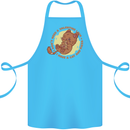 Cat & Pizza Anti Valentines Singles Day Cotton Apron 100% Organic Turquoise